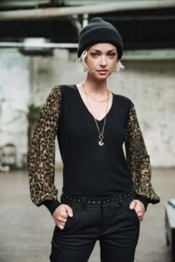 Pull FREEMAN PORTER LAONIE LEOPARDO Black -Femme Mode Vêtements Magasin freeman 2332697 12 black 1