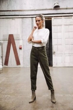 Pantalon FREEMAN PORTER LARA VELUTO Forest -Femme Mode Vêtements Magasin freeman f25926 f493 forest 5