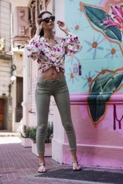 Jean FREEMAN T.PORTER ALEXA CROPPED Magic Color Olivine -Femme Mode Vêtements Magasin freeman porter 23039 5