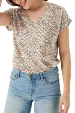 Tee-shirt GARCIA AÉRIEN Sesame -Femme Mode Vêtements Magasin garcia e30005 1043 1