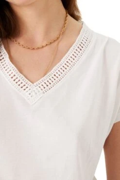 Tee-shirt GARCIA CROCHETÉ Off White -Femme Mode Vêtements Magasin garcia z0010 53 4