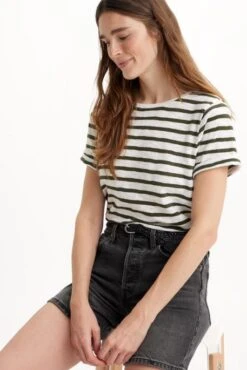 Levis Tee Shirt LEVI'S® MARGOT Captain Stripe Vert -Femme Mode Vêtements Magasin levis a7247 00 10 1