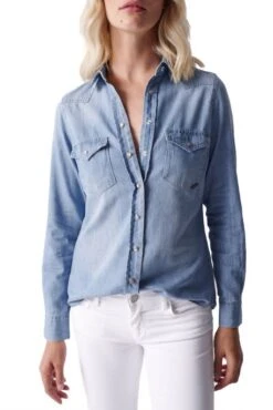Chemise En Jean SALSA FATIMA Light Indigo -Femme Mode Vêtements Magasin salsa 21003413 8501 1