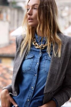 Chemise En Jean LE TEMPS DES CERISES JUANITA Medium Blue -Femme Mode Vêtements Magasin tdc fjuanita 3257 5