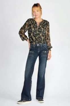 Jean LE TEMPS DES CERISES EFTER FLARE Blue Black -Femme Mode Vêtements Magasin tdc jfefter w1382 1