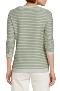 Sweat Rayé TOM TAILOR Green White Structured Stripe -Femme Mode Vêtements Magasin tt 22567 2