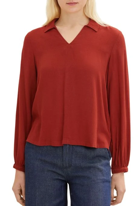 Chemisier TOM TAILOR Dark Maroon Red Melange 4 Chemisier TOM TAILOR Dark Maroon Red Melange – Image 2