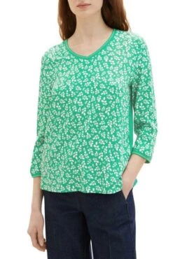 Tee Shirt TOM TAILOR FLORAL DESIGN Green -Femme Mode Vêtements Magasin tt 24402 1