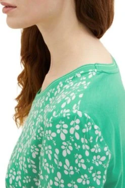 Tee Shirt TOM TAILOR FLORAL DESIGN Green -Femme Mode Vêtements Magasin tt 24402 4