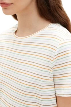 Tee Shirt TOM TAILOR RAYE Orange -Femme Mode Vêtements Magasin tt 24719 3