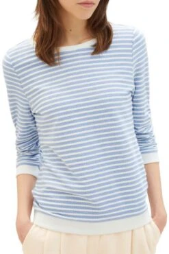 Sweat TOM TAILOR MidBlue Stripe 9 Sweat TOM TAILOR MidBlue Stripe -Femme Mode Vêtements Magasin tt 26189 1