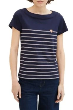Tee-shirt Manches Courtes TOM TAILOR Captain Blue -Femme Mode Vêtements Magasin tt 26388 1